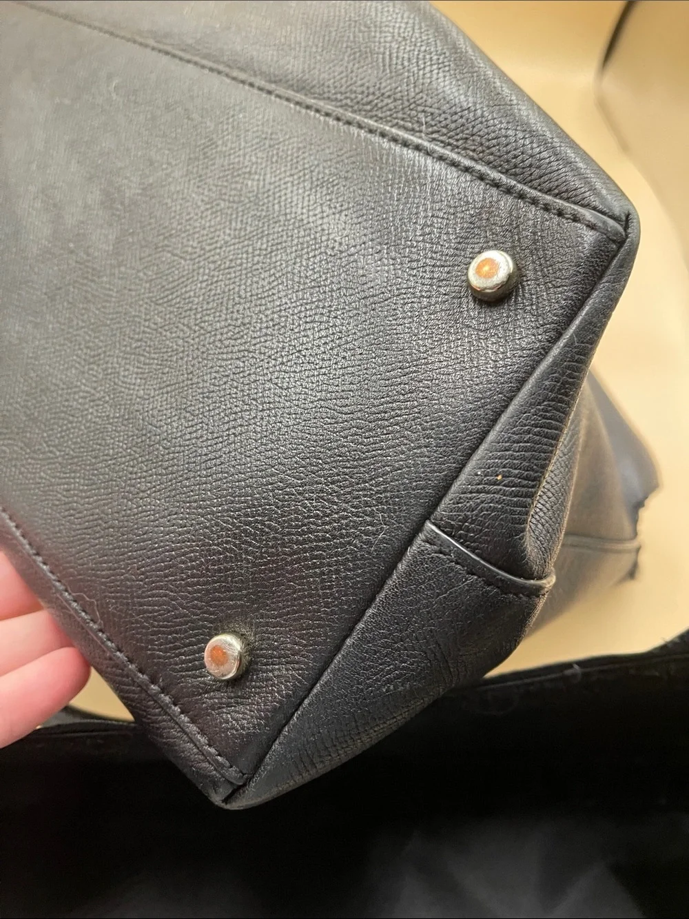 kate spade navy Leather Dome Work Tote with Gold Logo 3 Sections